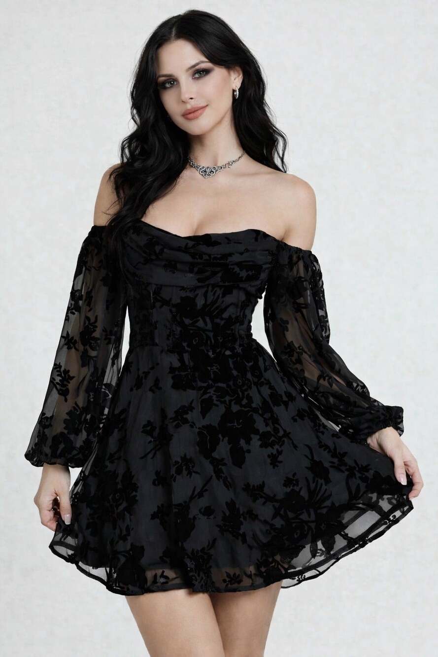 Showpo Jessell Mini Dress Long Sleeve Cowl Corset Dress Black Size 10